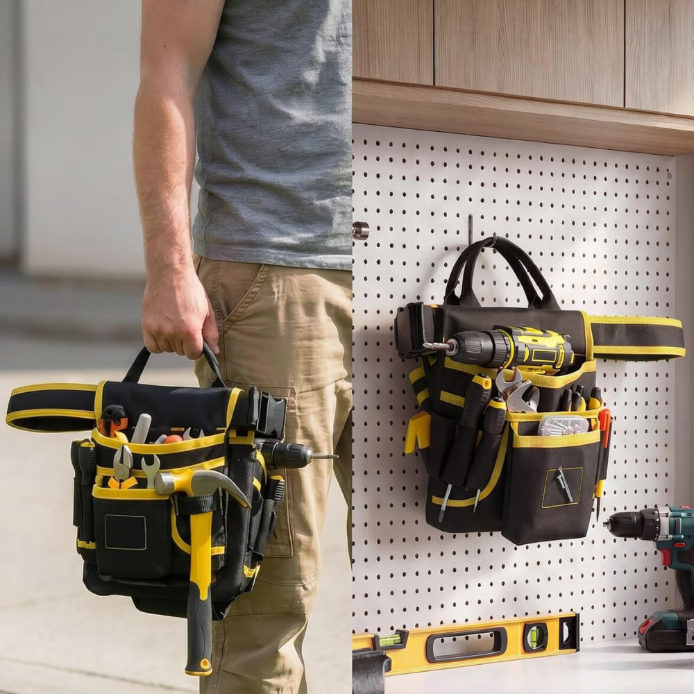 Heavy Equipment Electrician - กระเป๋าคาดเอวสำหรับช่างไฟฟ้าแบบหลายช่อง แข็งแรงทนทาน ผลิตจากผ้าอ็อกซ์ฟอร์ด สำหรับเก็บอุปกรณ์ซ่อมแซม
