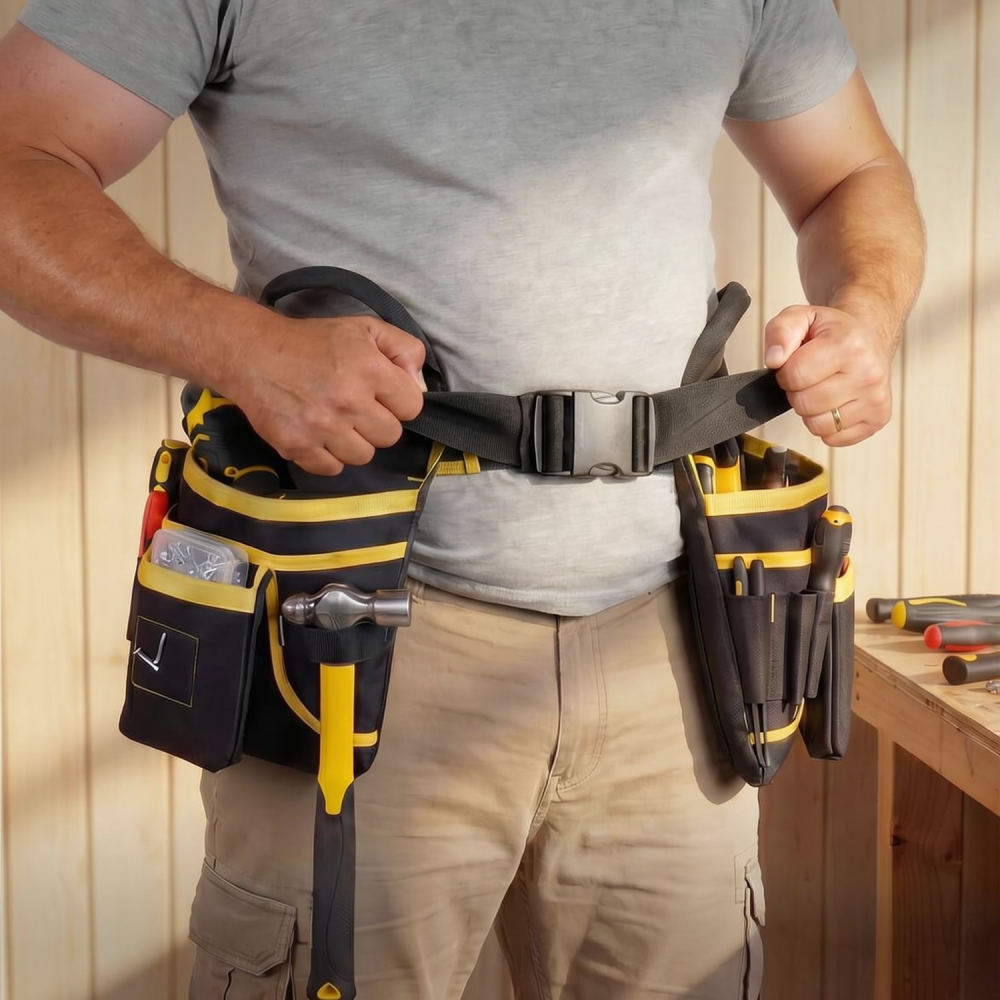Heavy Equipment Electrician - กระเป๋าคาดเอวอเนกประสงค์สำหรับเครื่องมือ ผ้าอ็อกซ์ฟอร์ดทนทาน สำหรับช่างไฟฟ้า จัดเก็บอุปกรณ์ฮาร์ดแวร์และอุปกรณ์ซ่อมแซม
